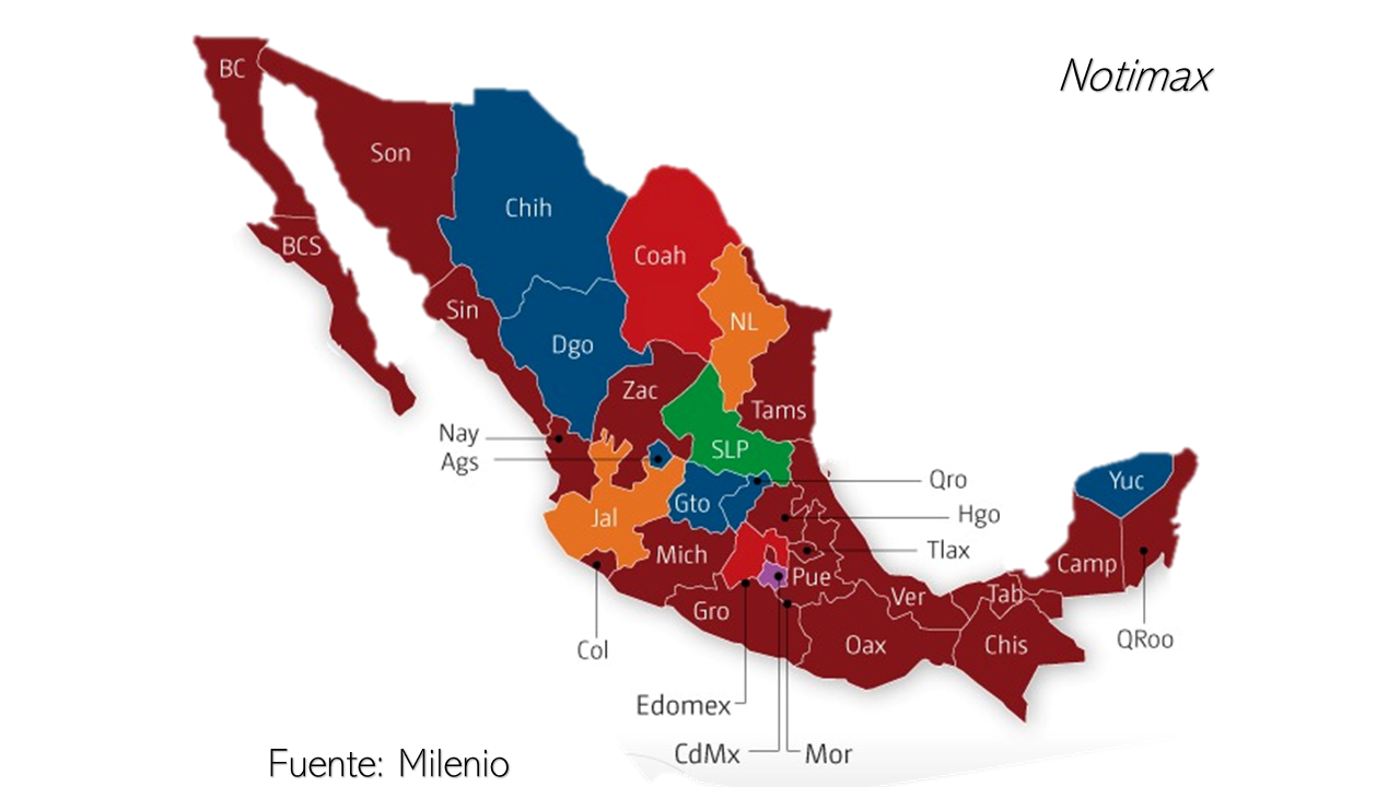 ¡nuevo Mapa Político Morena Va A Gobernar 22 Estados Y El Pri Solo Dos ‣ Notimax 